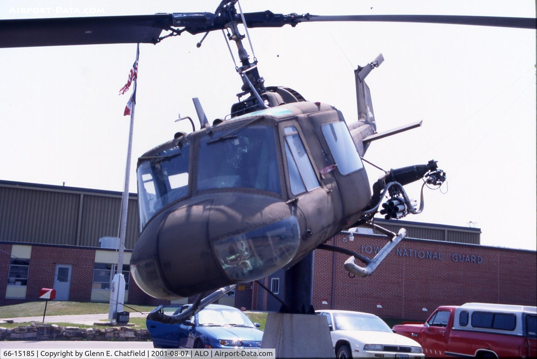 66-15185, 1967 Bell UH-1M Iroquois C/N 1913, UH-1M mounted on a post at the Army National Guard armory