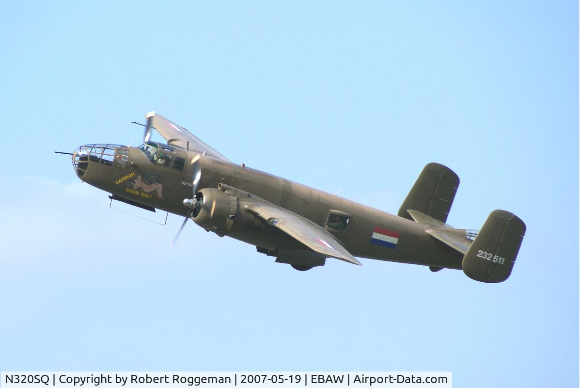 N320SQ, 1944 North American B-25N Mitchell C/N 108-32782, Departing 17 th Antwerp Stampe Fly in.