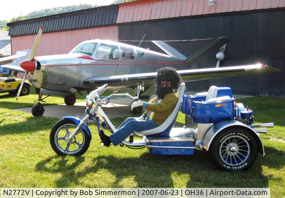 N2772V, 1947 Beech 35 Bonanza C/N D-164, Art Moose - his trike and Bonanza. He's bordering on having too much fun.