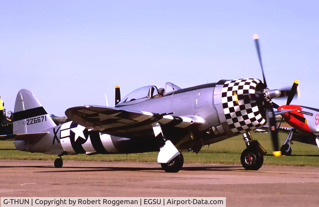 G-THUN, 1945 Republic P-47D Thunderbolt C/N 399-55731, Real serial45-49192.Painted as 42-26671 MX X.No Guts No Glory!