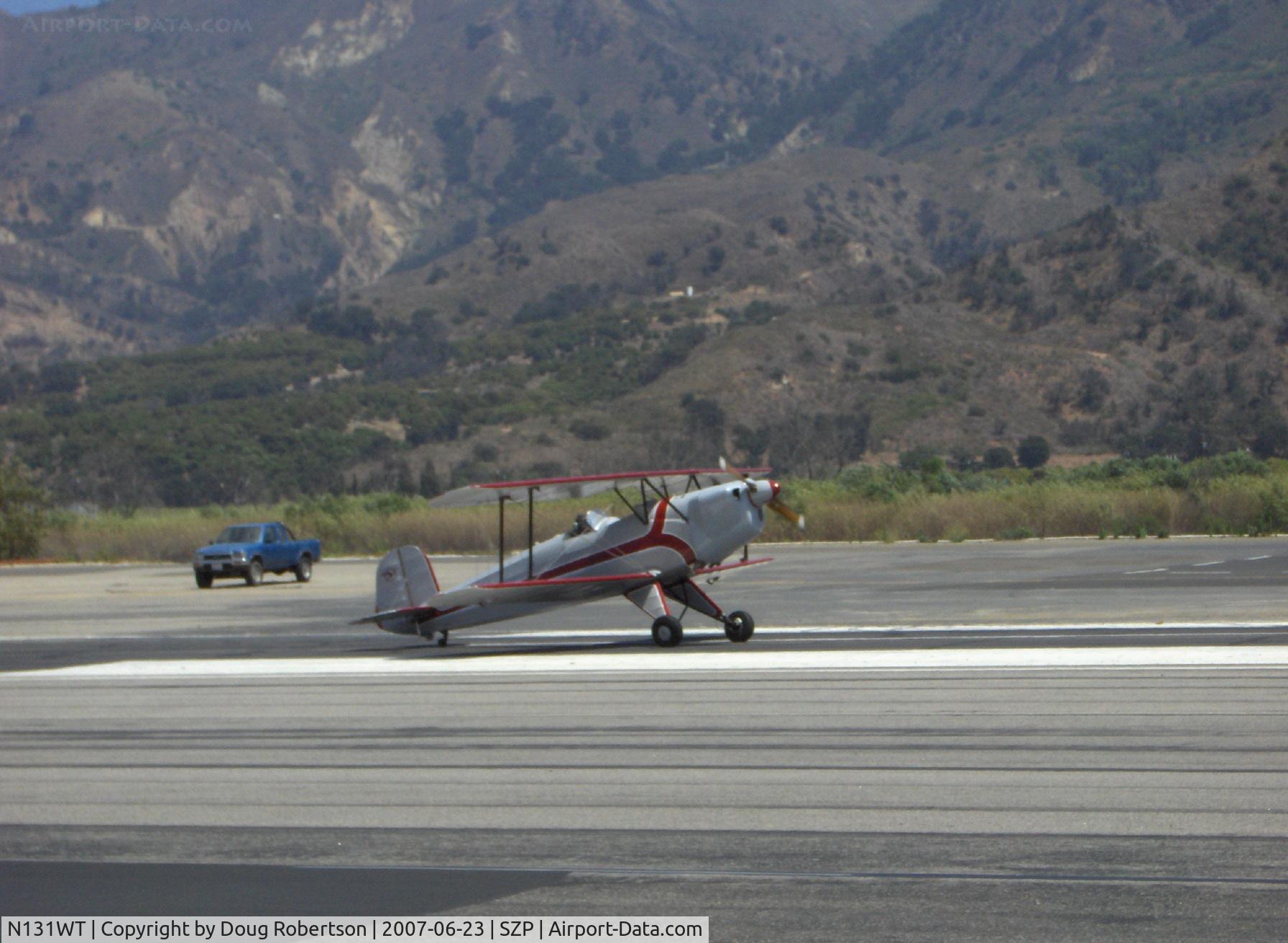 N131WT, 1954 CASA 1-131E Jungmann C/N 2020, 1954 Trautmann C.A.S.A. 1.131-E Bucker Jungmann, Lycoming O-350?, landing roll & turnoff Rwy 22