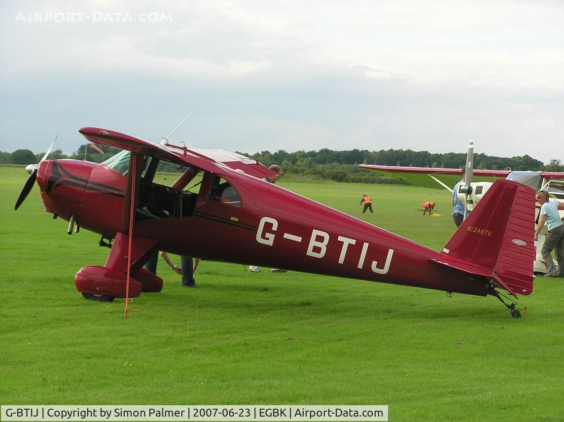 G-BTIJ, 1947 Luscombe 8E Silvaire C/N 5194, Silvaire tied down for the night at Sywell