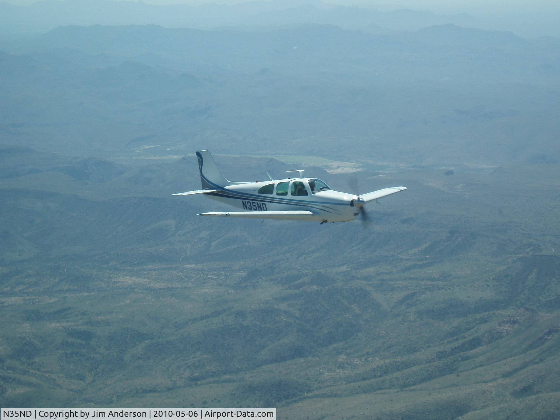 N35ND, 1966 Beech 35-C33 Debonair C/N CD-1007, In the air over Prescott, Arizona