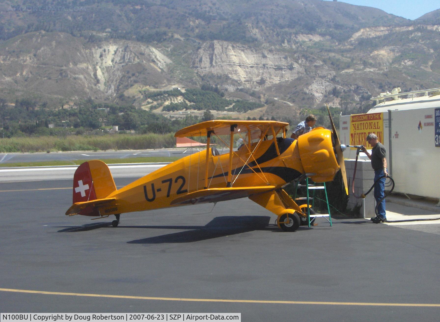 N100BU, 1939 Doflug Bu-133 Jungmeister C/N 19, 1939 Dornier BU 133 JUNGMEISTER, Lycoming O-360-A1D 180 Hp, refueling