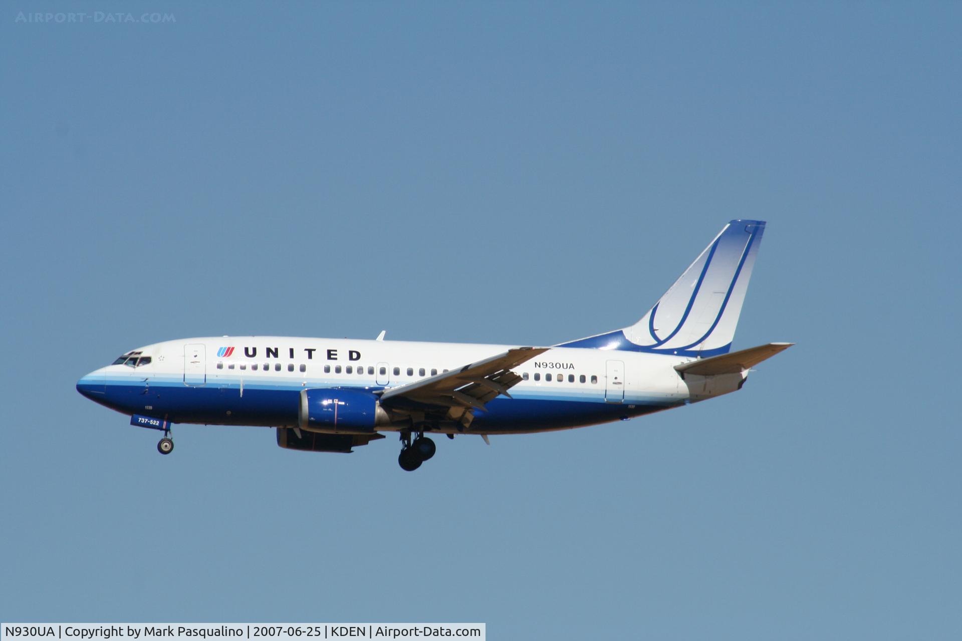 N930UA, 1992 Boeing 737-522 C/N 26655, Boeing 737-500