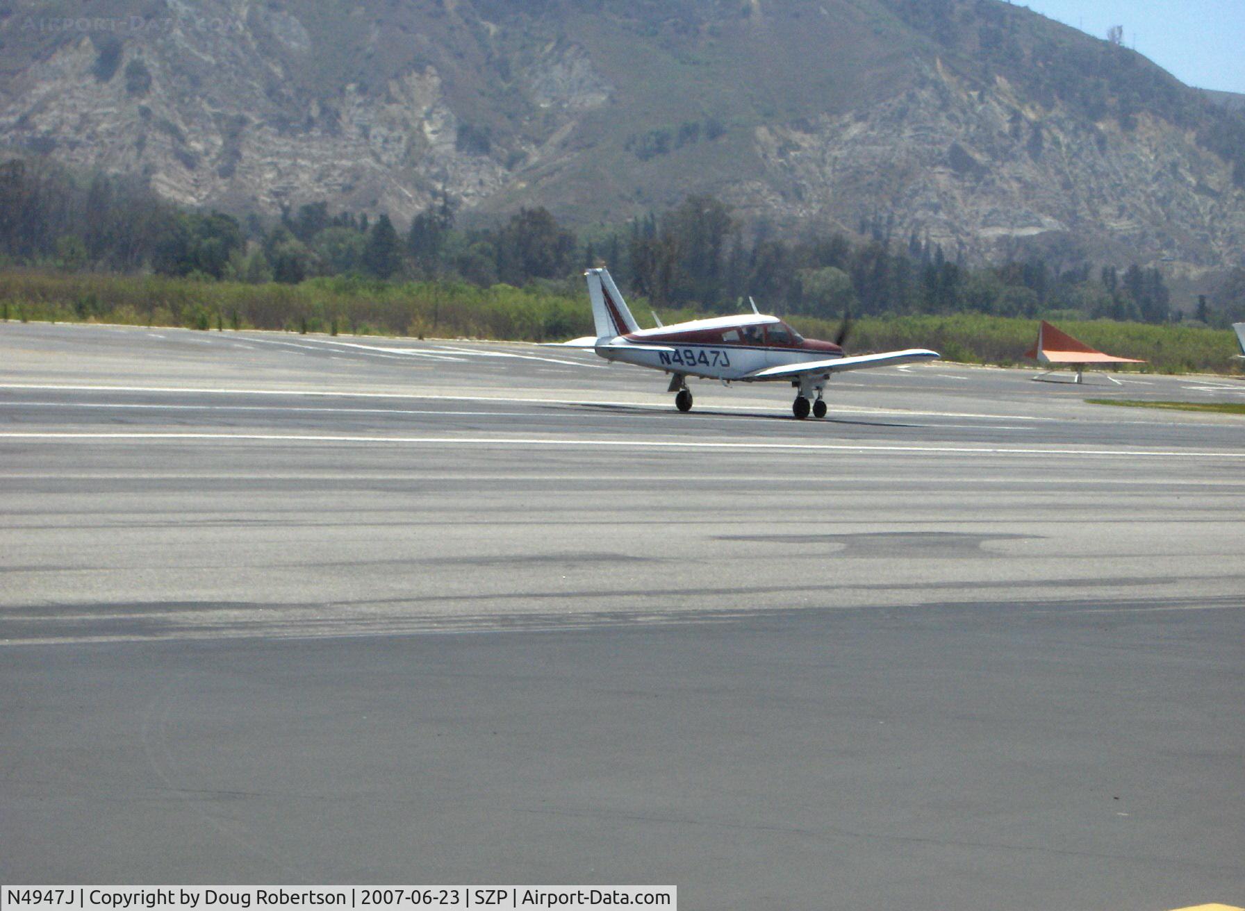 N4947J, 1968 Piper PA-28R-180 Cherokee Arrow C/N 28R-30694, 1968 Piper PA-28R-180 ARROW, Lycoming IO-360-B1E 180 Hp, landing roll Rwy 22