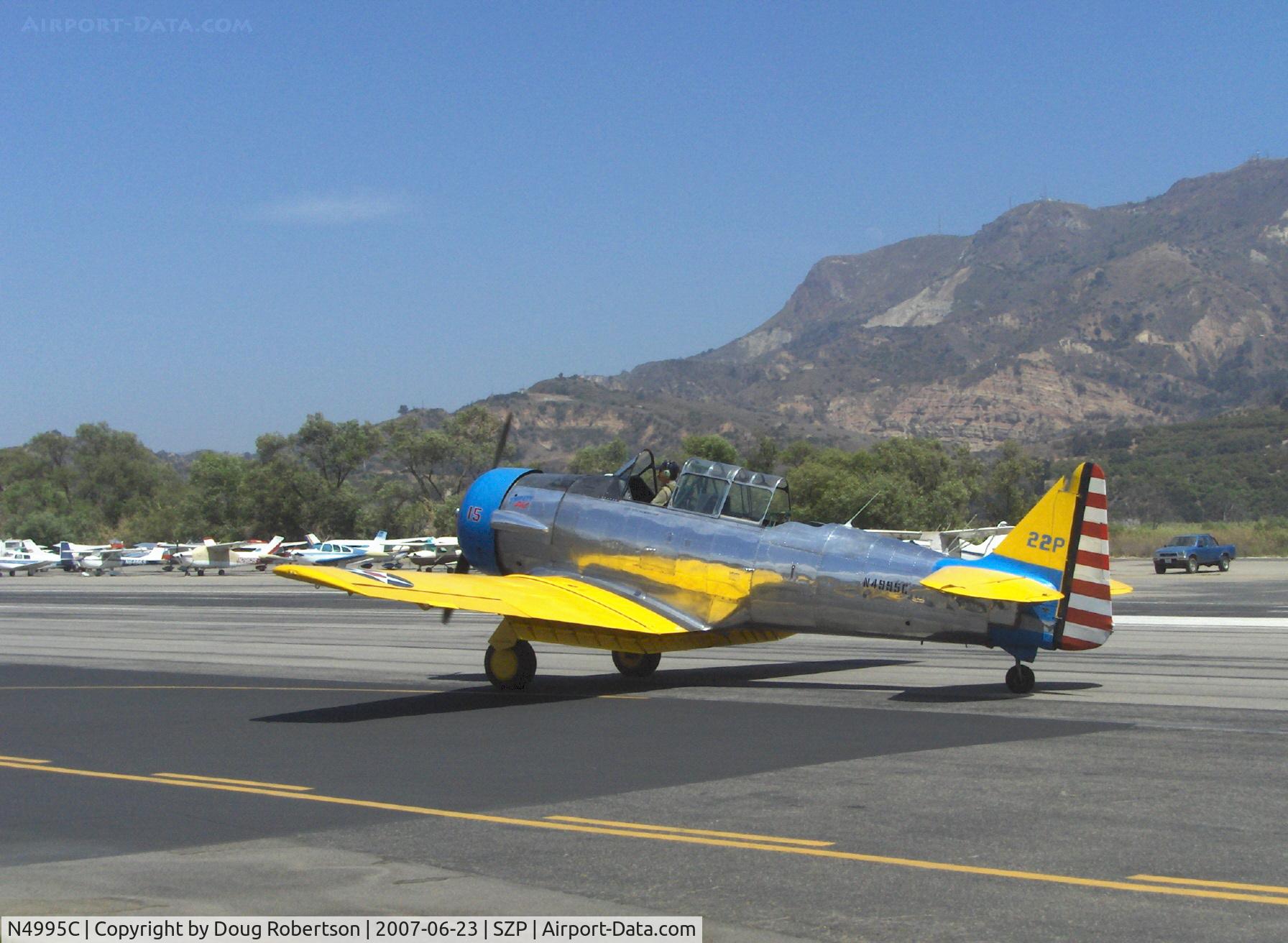 N4995C, 1949 North American T-6G Texan C/N 168-481, 1949 North American T-6G TEXAN 'Thirsty Girl', P&W R-1340 600 Hp, taxi back