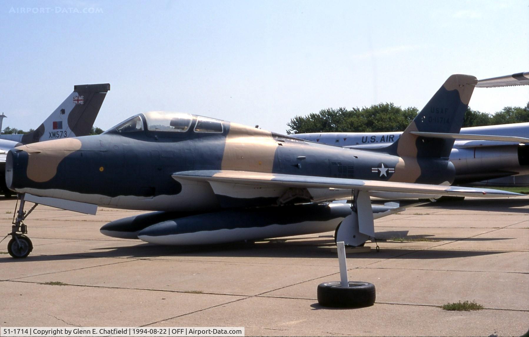 51-1714, 1951 Republic F-84F-25-RE Thunderstreak C/N Not found 51-1714, F-84F at the old Strategic Air & Space Command Museum
