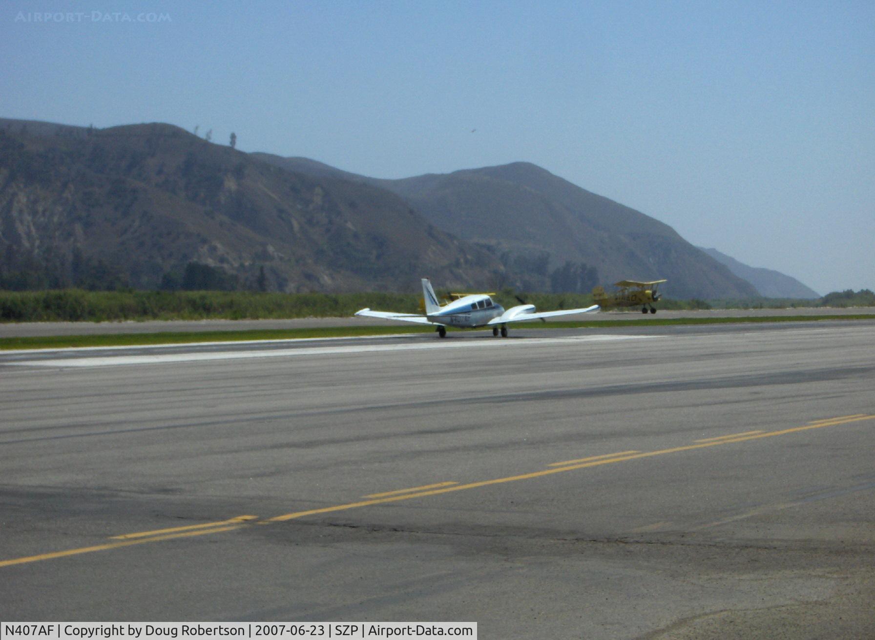 N407AF, 1966 Piper PA-30 Twin Comanche Twin Comanche C/N 30-1285, 1966 Piper PA-30 Twin Comanche, two Lycoming IO-320s 160 HP each, landing roll Rwy 22