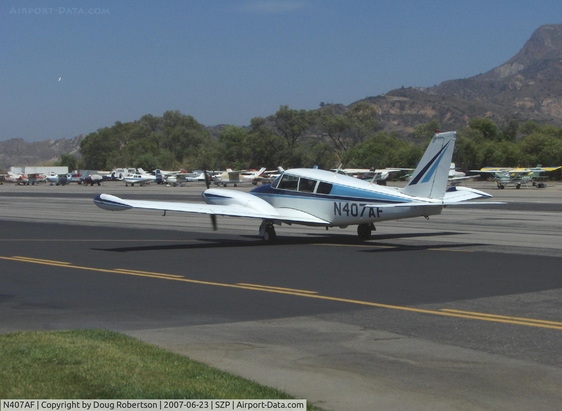 N407AF, 1966 Piper PA-30 Twin Comanche Twin Comanche C/N 30-1285, 1966 Piper PA-30 TWIN COMANCHE, two Lycoming IO-320 160 Hp each, taxi back