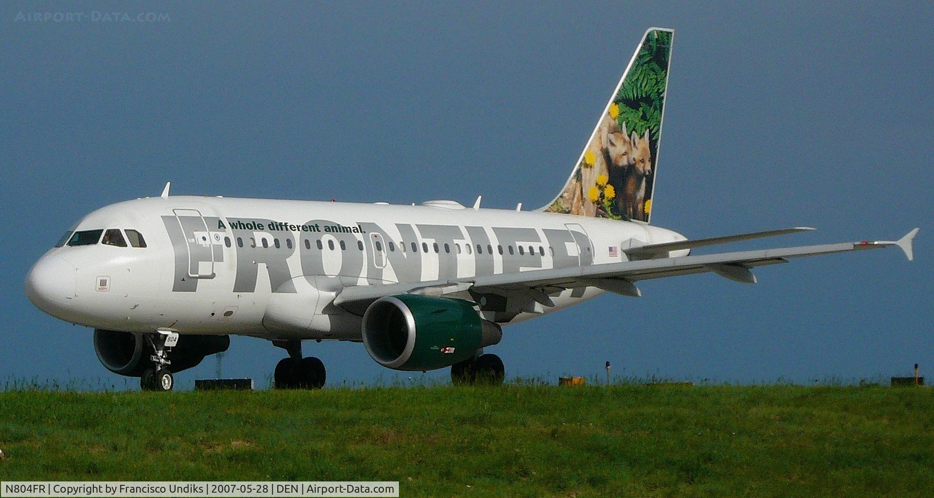 N804FR, 2003 Airbus A318-111 C/N 2051, Mo & Jo on their way for takeoff.