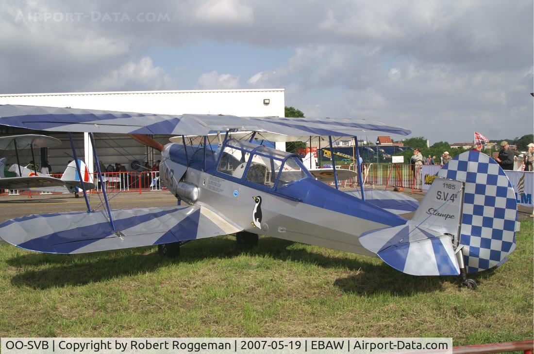 OO-SVB, 1952 Stampe-Vertongen SV-4B C/N 1185, Was V-43 in Belgian Air Force.17 th Antwerp Stampe Fly In.