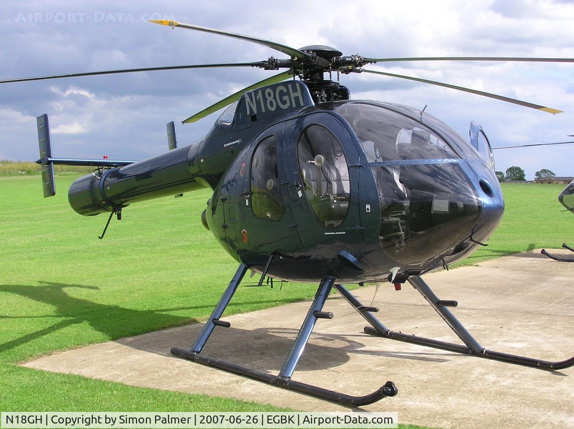 N18GH, McDonnell Douglas 500N C/N LN014, MD500N outside SkyTech at Sywell