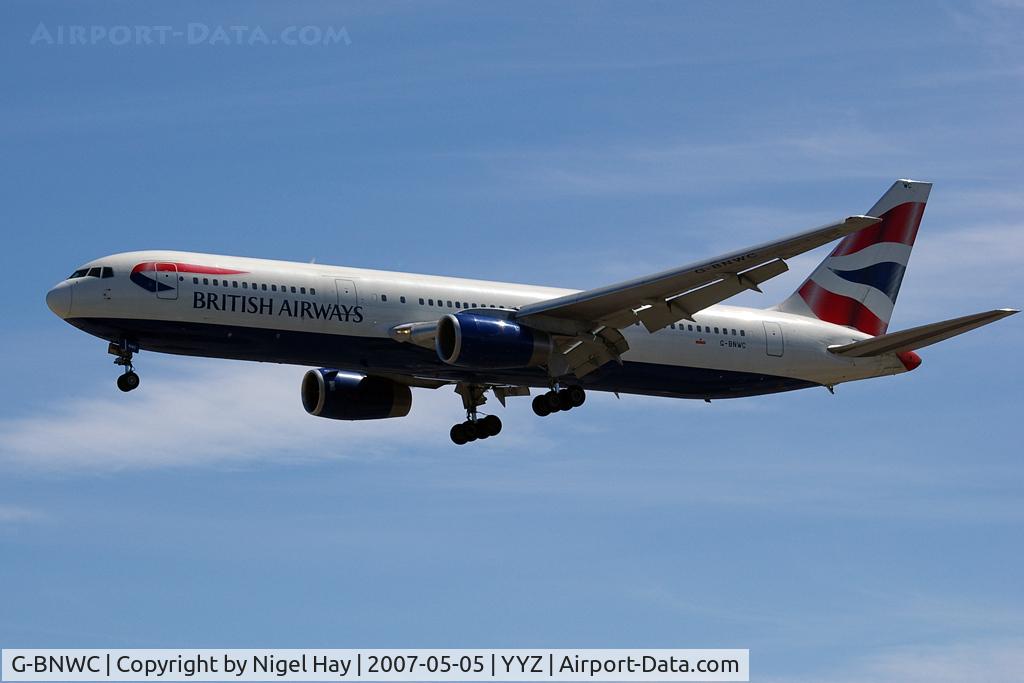 G-BNWC, 1989 Boeing 767-336 C/N 24335, arrival on Rwy 05