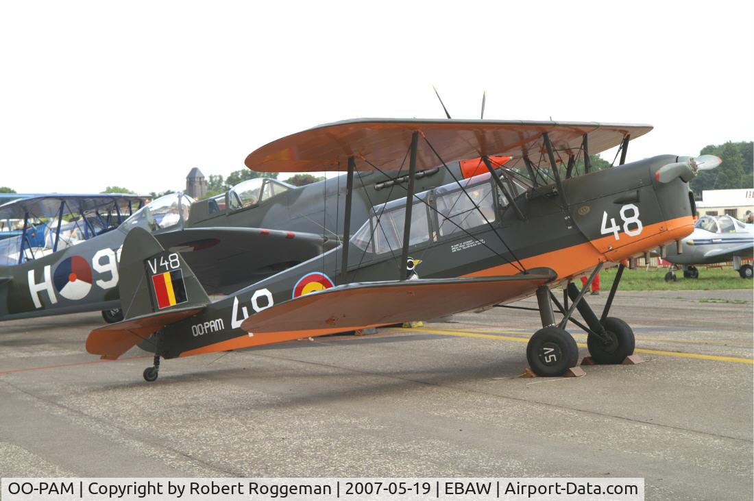 OO-PAM, 1953 Stampe-Vertongen SV-4B C/N 1190, Ex.V-48 Belgian Air Force.Picture taken at 17 th Antwerp Stampe Fly In.