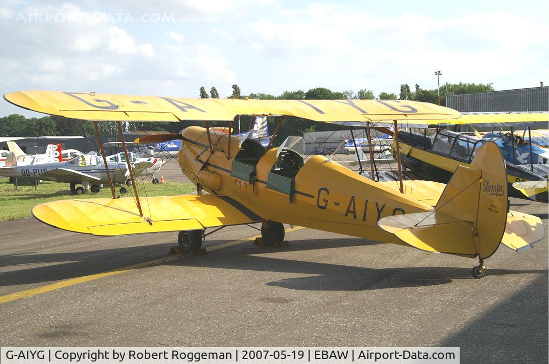 G-AIYG, 1945 Stampe-Vertongen SV-4B C/N 21, 17 th Antwerp Stampe Fly in.There was also an Ercoupe fly in.