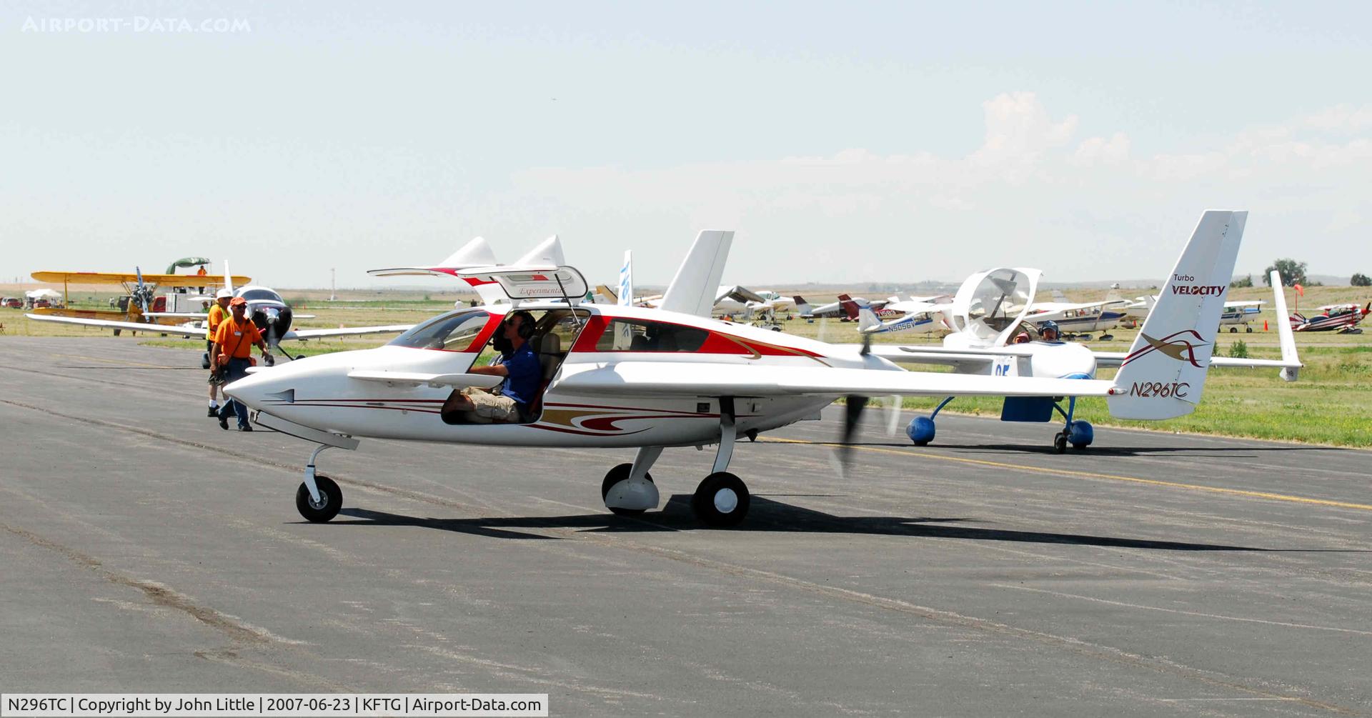 N296TC, 2008 Velocity Velocity XL-5 RG C/N 3RX131, With the Turbo and the 4 bladed adjustable speed prop  this Velocity gets right at it - EAA Fly-In Front Range