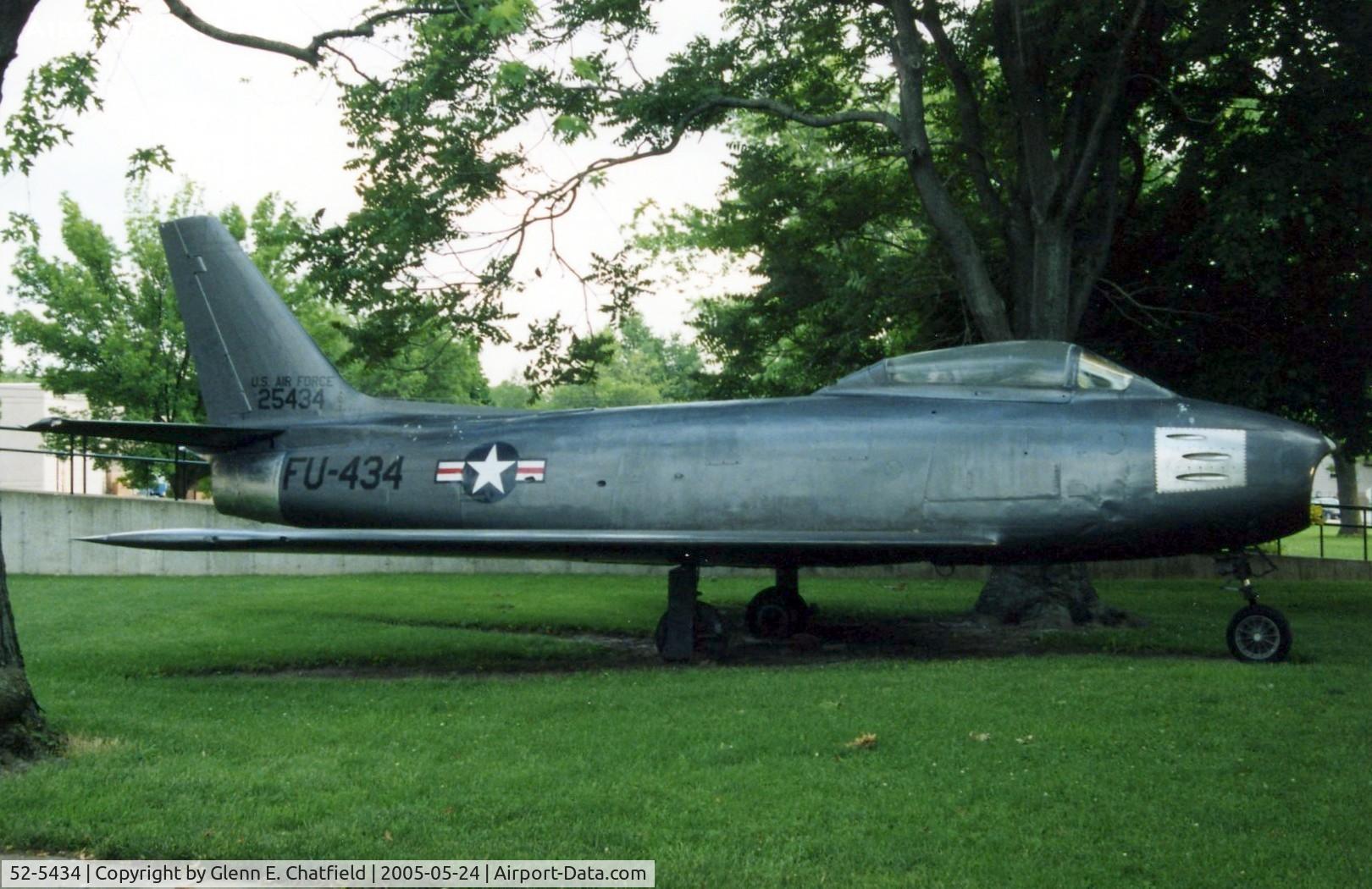 52-5434, 1952 North American F-86F-25-NA Sabre C/N 193-163, F-86F in front of the Clay County Courthouse, Brazil, Indiana