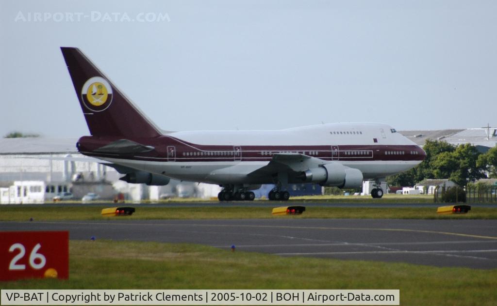 VP-BAT, 1979 Boeing 747SP-21 C/N 21648, JUST LANDED TAXYING TO BASE