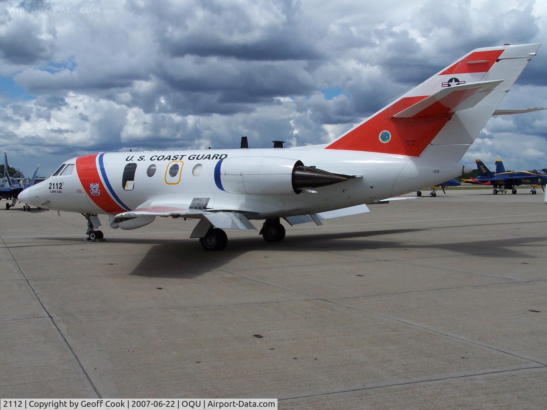 2112, Dassault HU-25C Guardian C/N 415, 2112 is a US Coast Guard (USCG) Hu-25 based at Cape Cod MA USA, and is seen here on display at Quonset Air Show June 22nd 2007