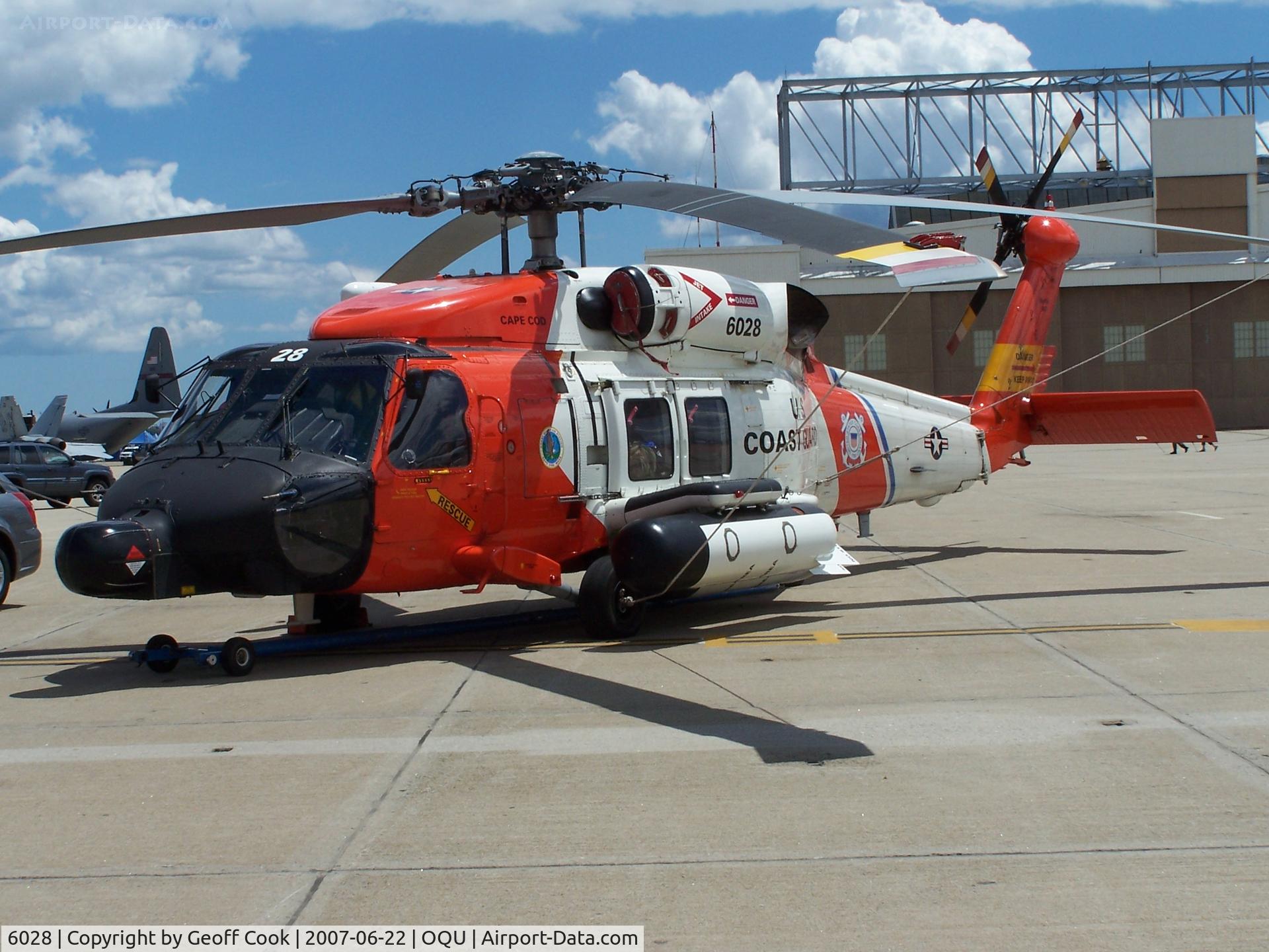 6028, Sikorsky MH-60T Jayhawk C/N 70.1787, 6028 is an MH60J based at the USCG station on Cape Cod, MA USA. Here 6028 is on display at the Quonset RI Airshow June 22nd 2007