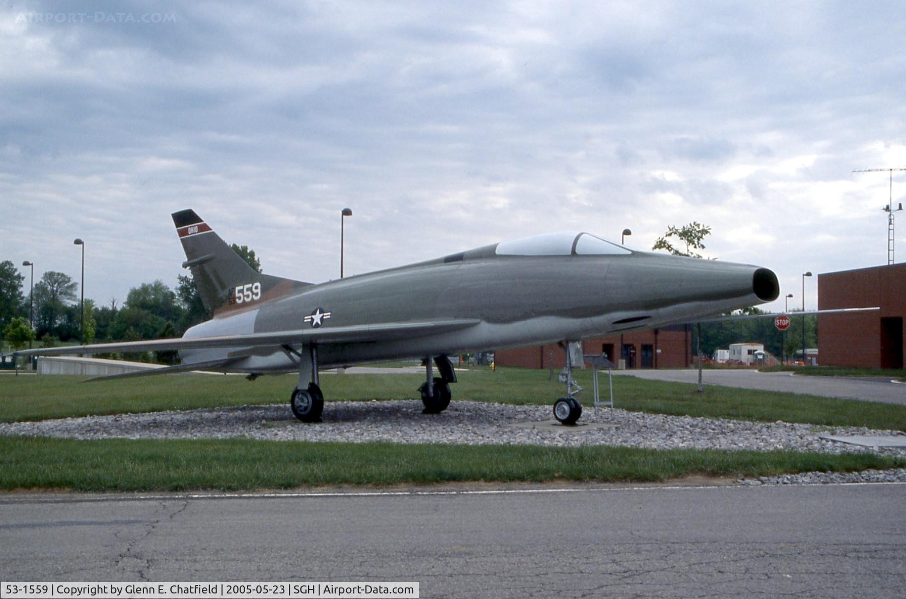 53-1559, 1953 North American F-100A Super Sabre C/N 192-54, F-100A at the Air National Guard Armory at the Springfield, OH airport