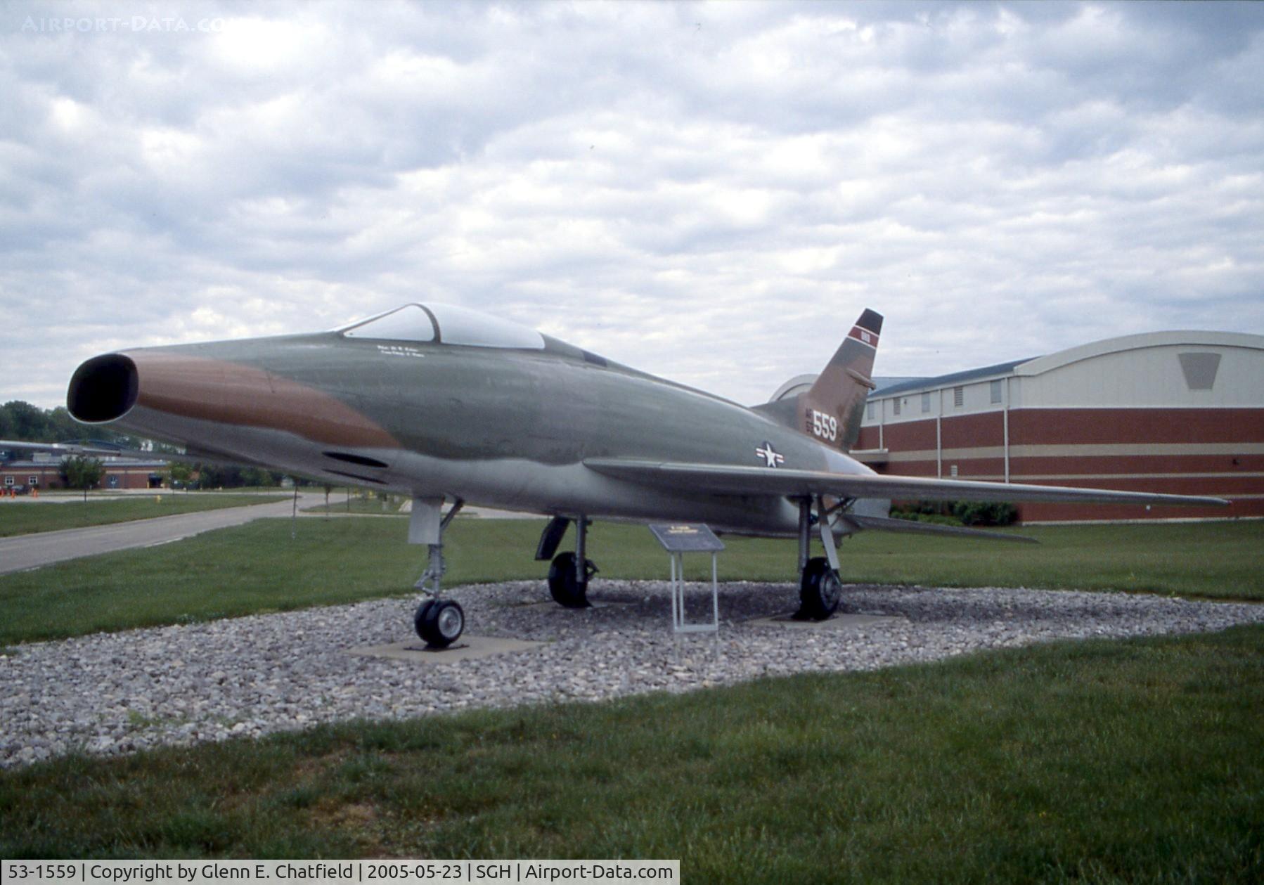 53-1559, 1953 North American F-100A Super Sabre C/N 192-54, F-100A at the Air National Guard Armory at the Springfield, OH airport