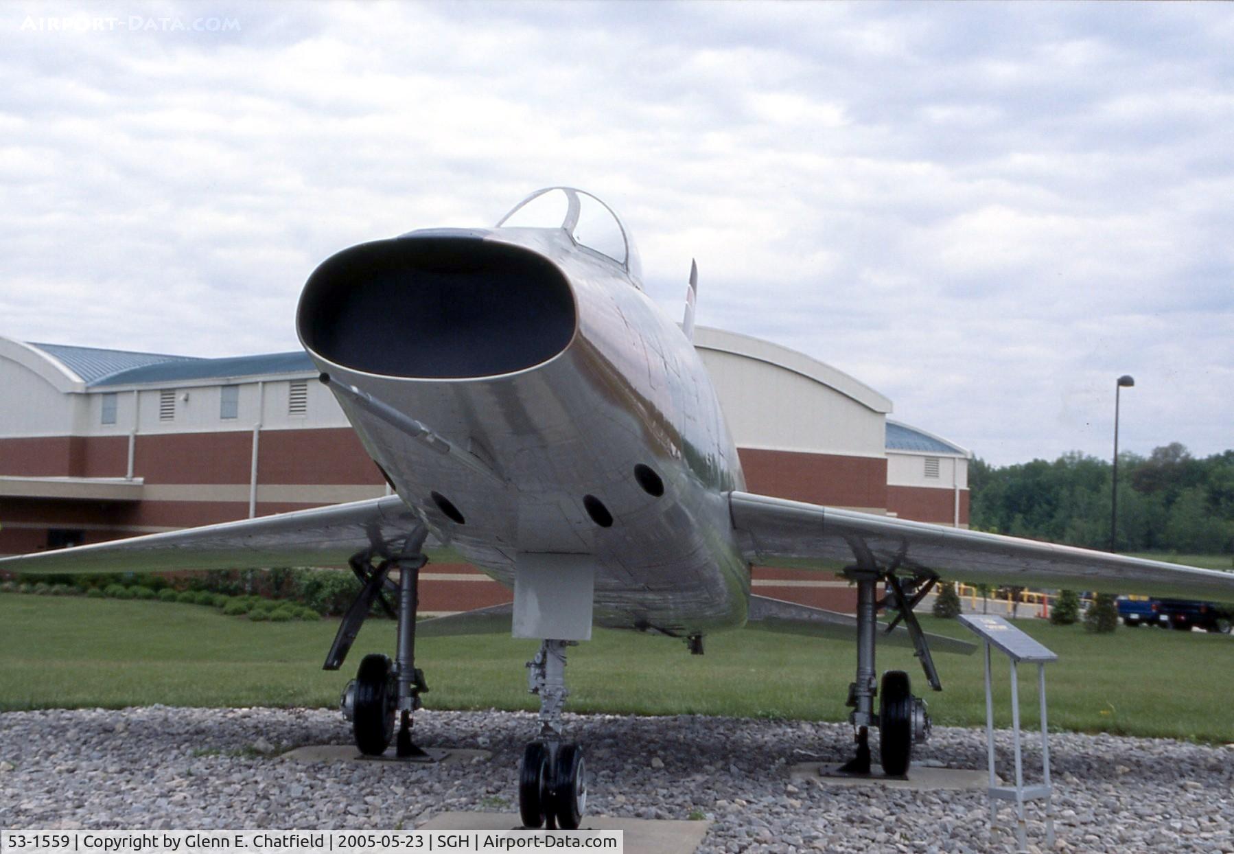 53-1559, 1953 North American F-100A Super Sabre C/N 192-54, F-100A  at the Air National Guard Armory at the Springfield, OH airport