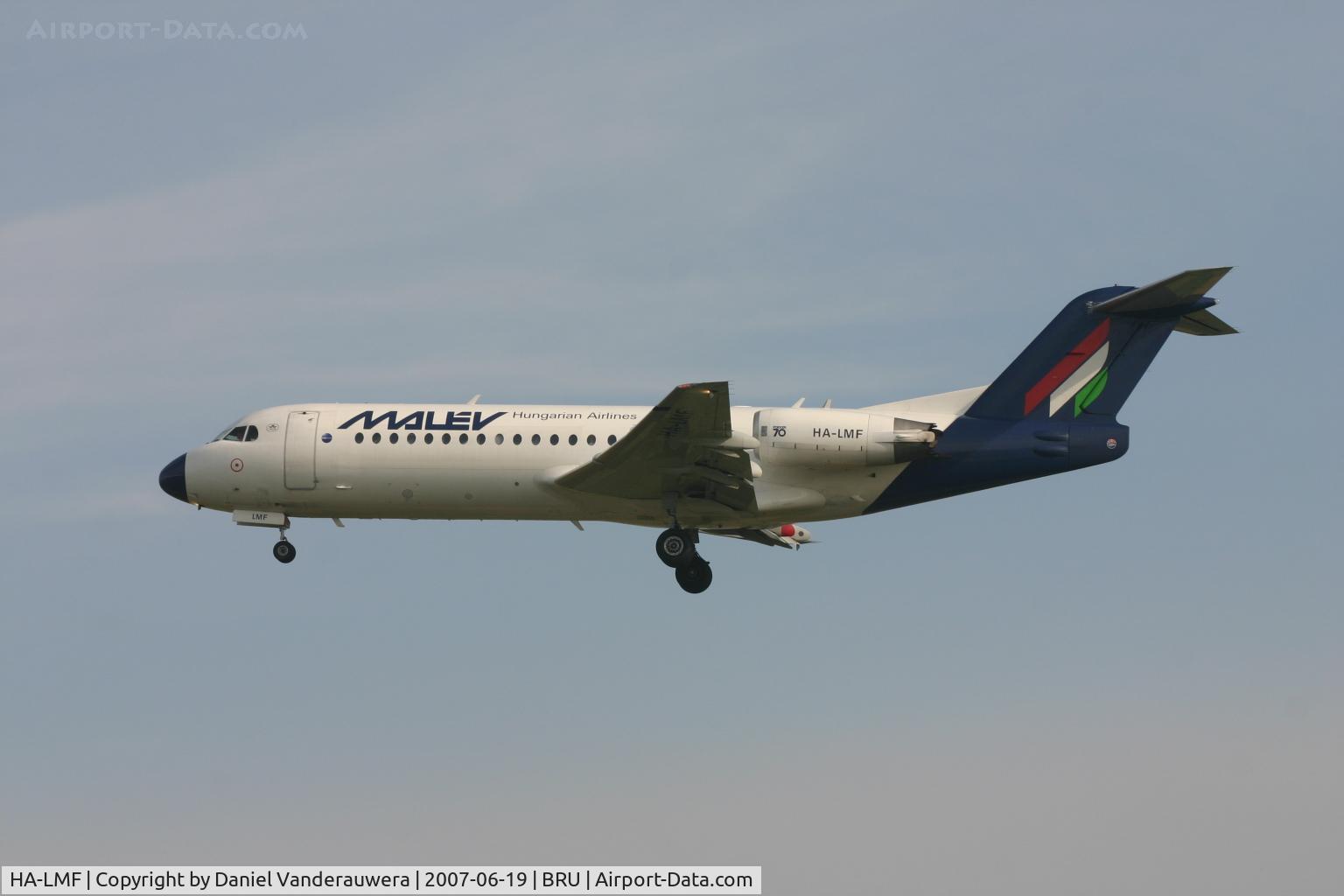 HA-LMF, 1996 Fokker 70 (F-28-0070) C/N 11571, arrival of flight MA600 from BUD