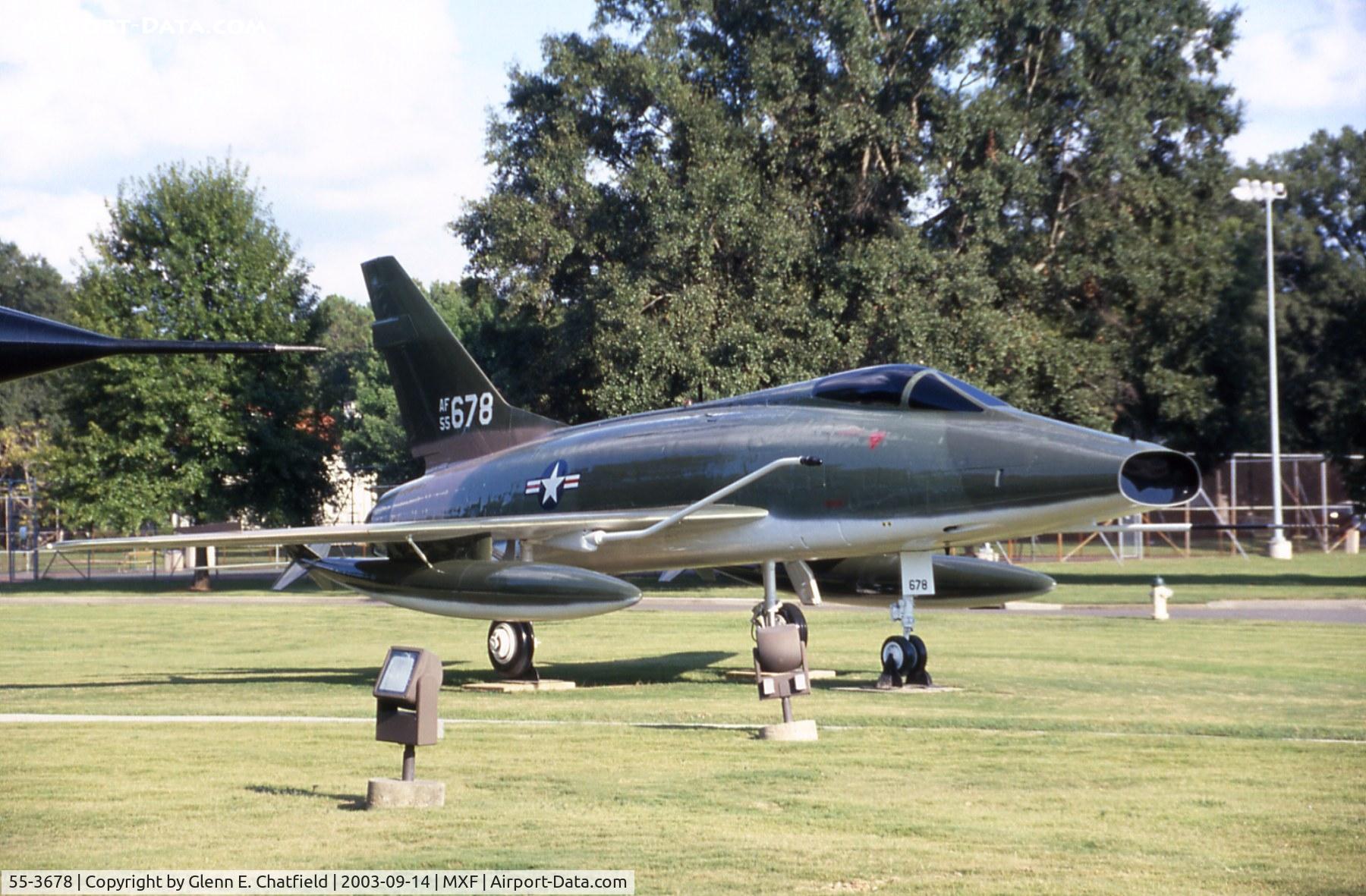 55-3678, 1956 North American F-100D Super Sabre C/N 223-360, F-100D in the air park