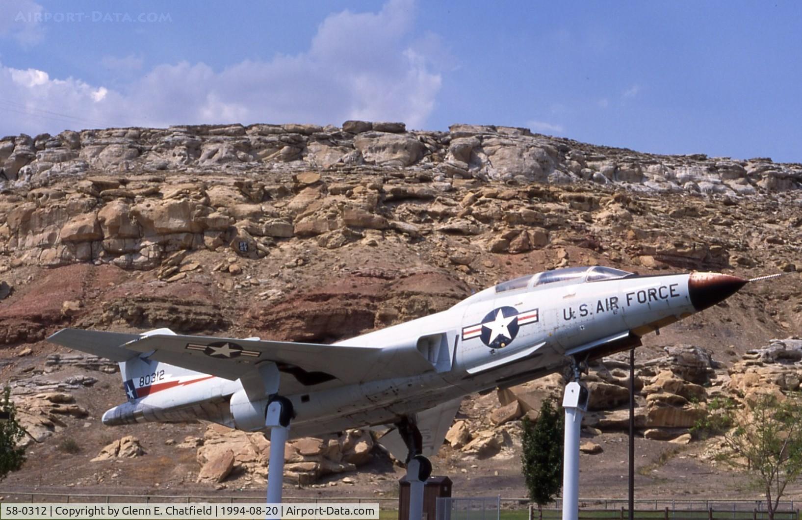 58-0312, 1958 McDonnell F-101B-110-MC Voodoo C/N 684, F-101B next to Interstate 80 in Rock Springs, WY