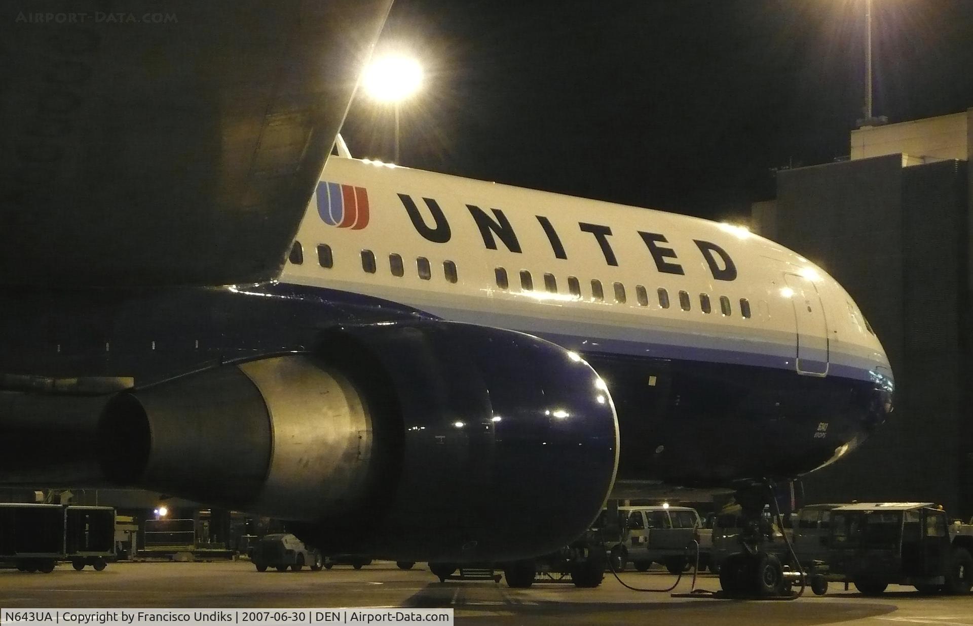 N643UA, 1991 Boeing 767-322/ER C/N 25093, Overnighting on B44