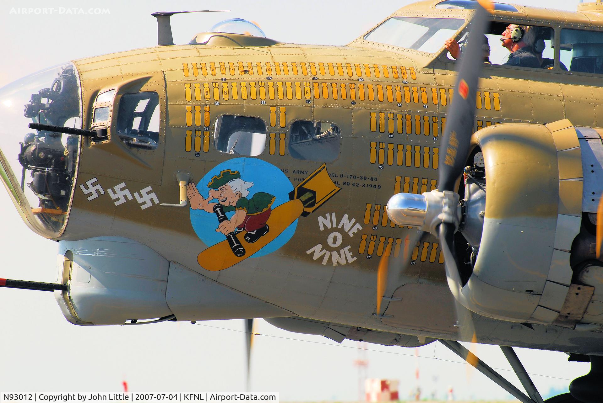N93012, 1944 Boeing B-17G-30-BO Flying Fortress C/N 32264, Nose Art and Mission Information - Nine 'O Nine - Wings of Freedom