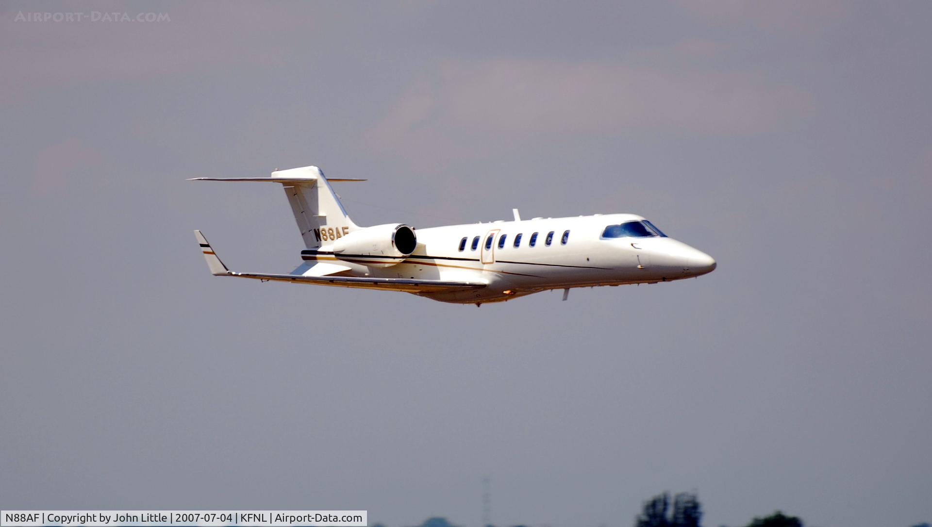 N88AF, Learjet 45 C/N 205, Low Pass Fly-by of Lear at Ft Collins/Loveland Airport