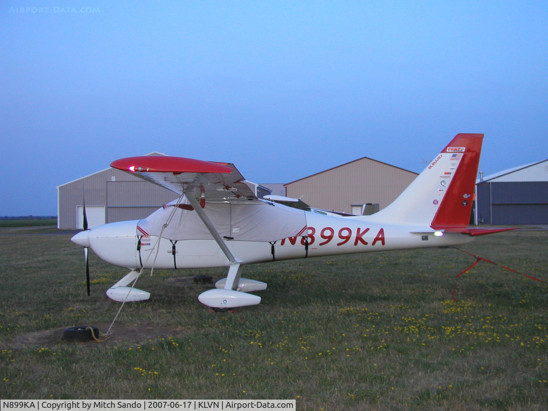 N899KA, 2005 Stoddard-Hamilton Glastar C/N 5899, Glastar tied down at Airlake.