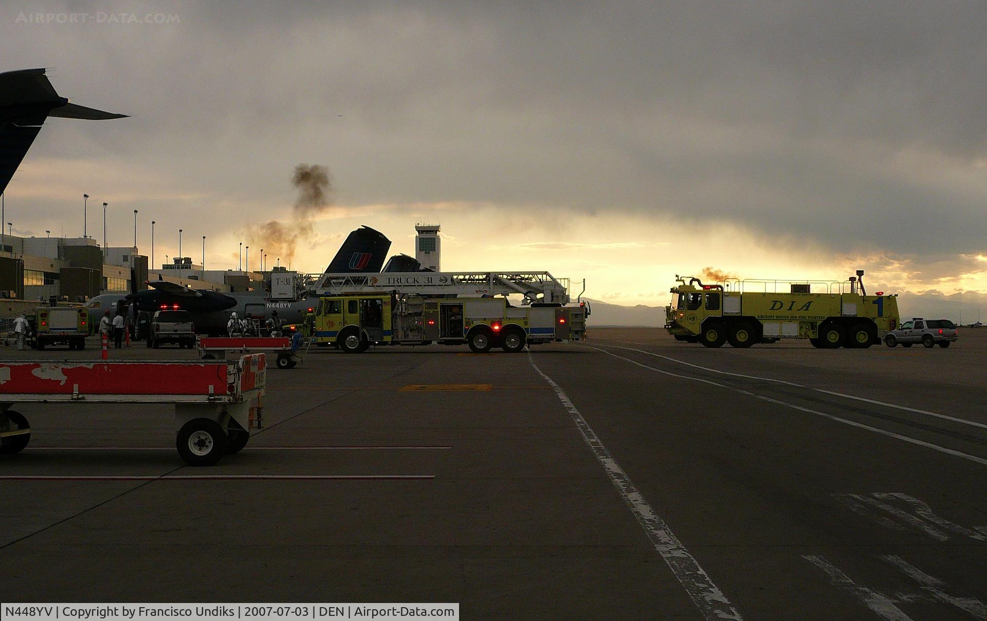 N448YV, 1996 De Havilland Canada DHC-8-202 Dash 8 C/N 448, Undetermined emergency Fire Department was ready.