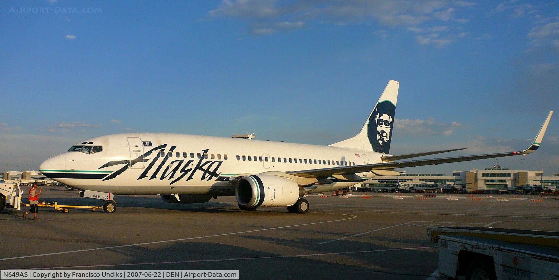 N649AS, 2003 Boeing 737-790 C/N 30663, Push back off C32.