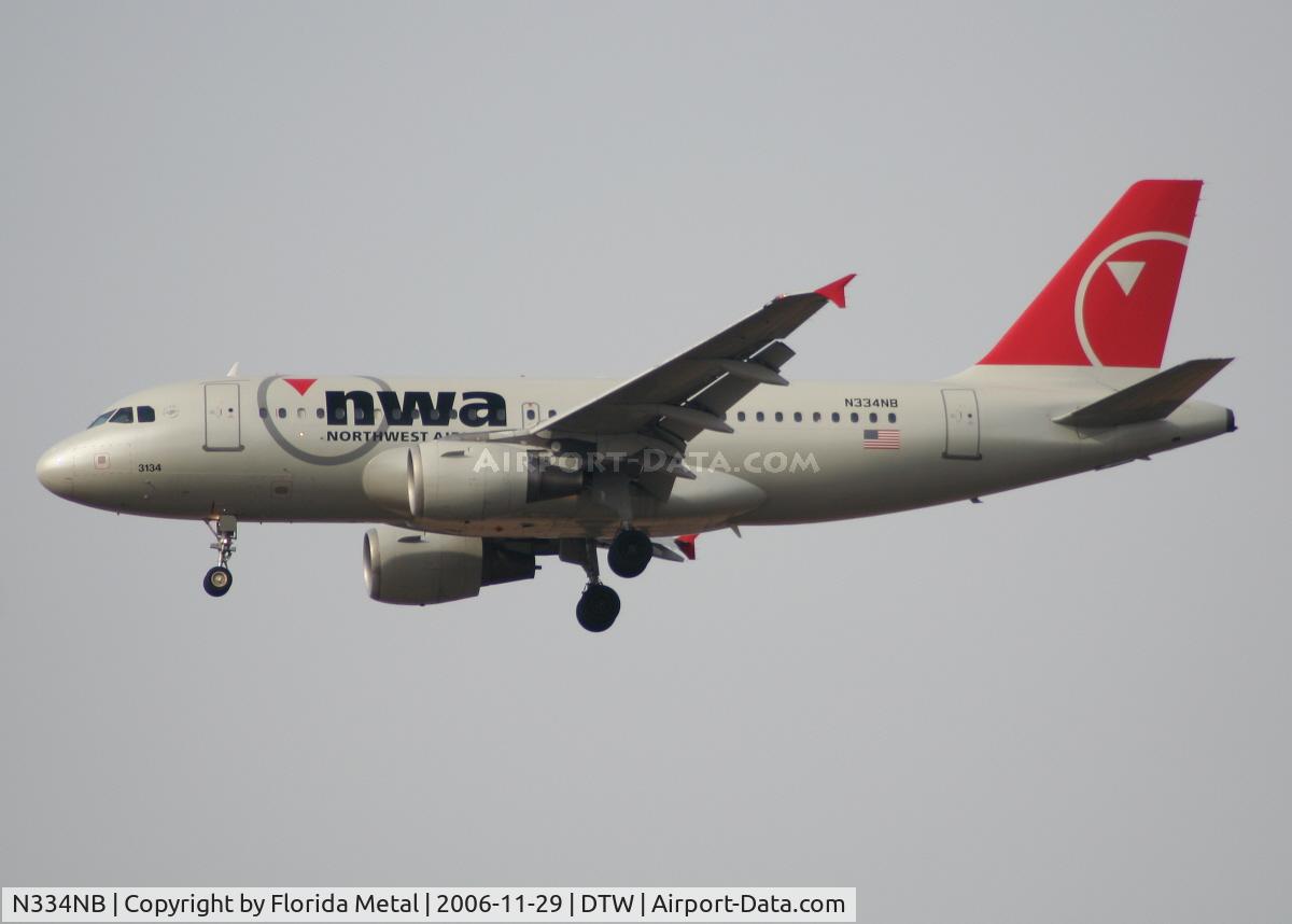 N334NB, 2002 Airbus A319-114 C/N 1659, Northwest