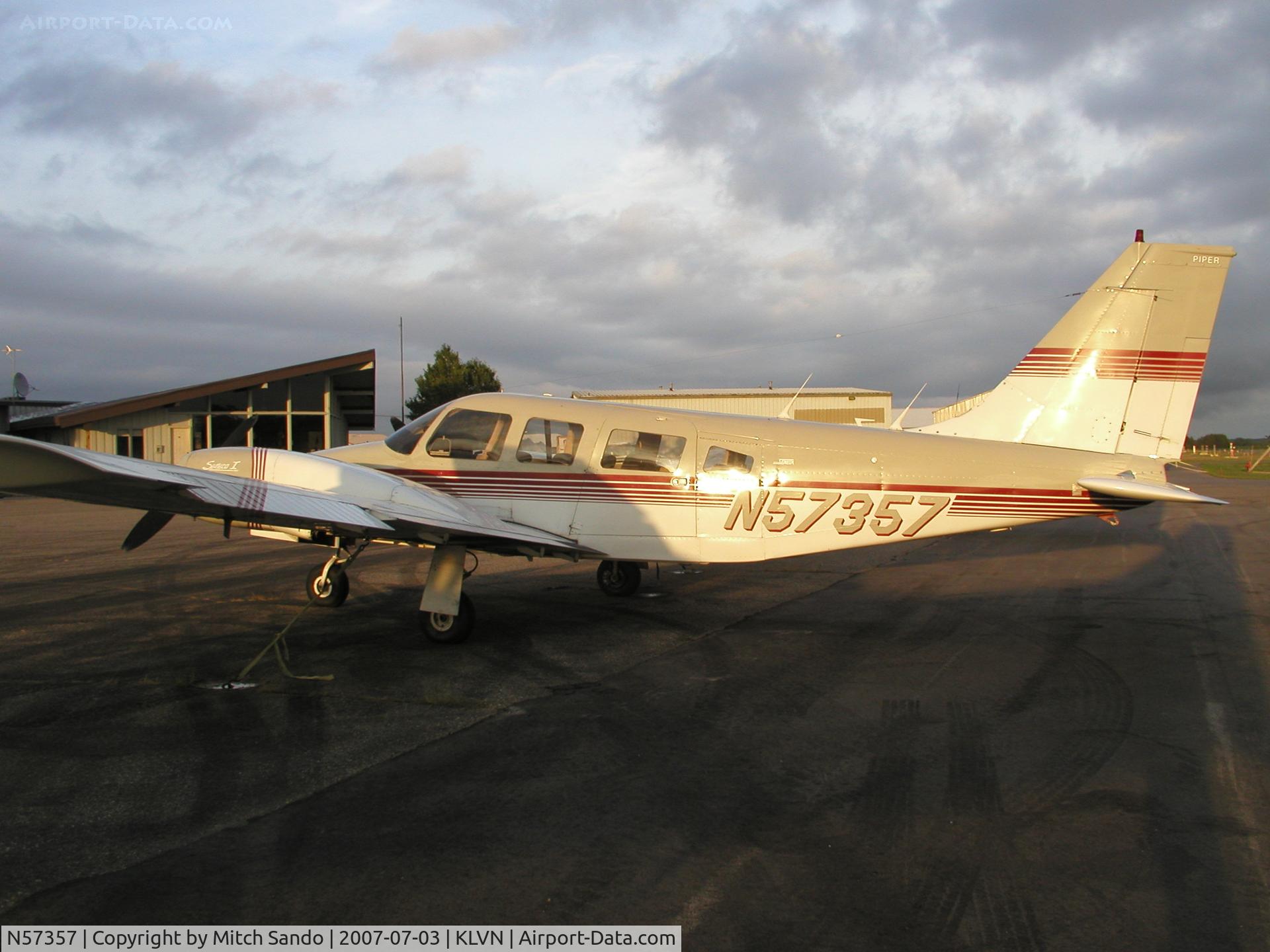 N57357, 1973 Piper PA-34-200 Seneca C/N 34-7450053, Seneca parked at Airlake.