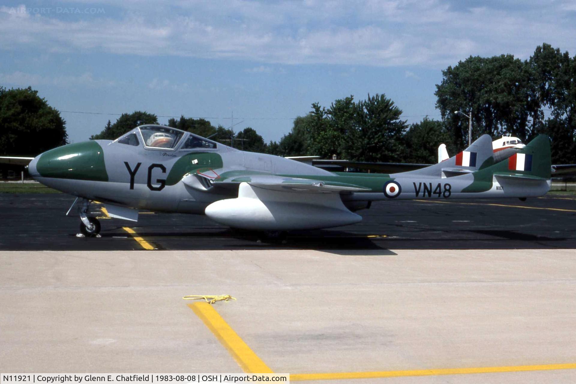 N11921, 1958 De Havilland Australia DH-115 Vampire T.35 C/N DHA4135, At the EAA ramp