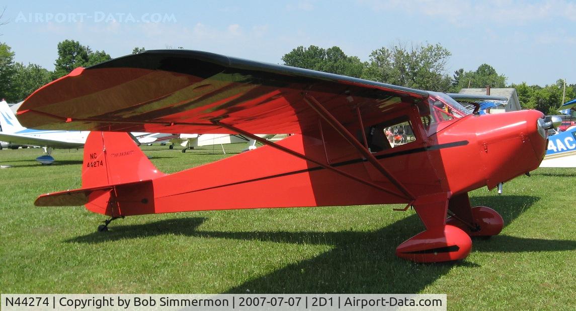 N44274, 1946 Taylorcraft BC12-D1 C/N 10074, Aeronca/T-craft fly-in at Alliance, OH