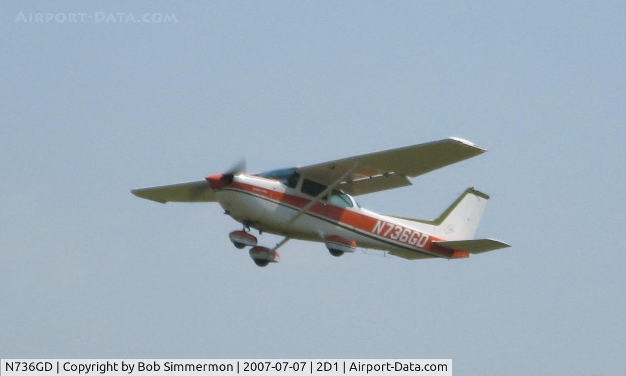 N736GD, 1977 Cessna R172K Hawk XP C/N R1722508, Departing the Aeronca/T-craft fly-in at Alliance, OH