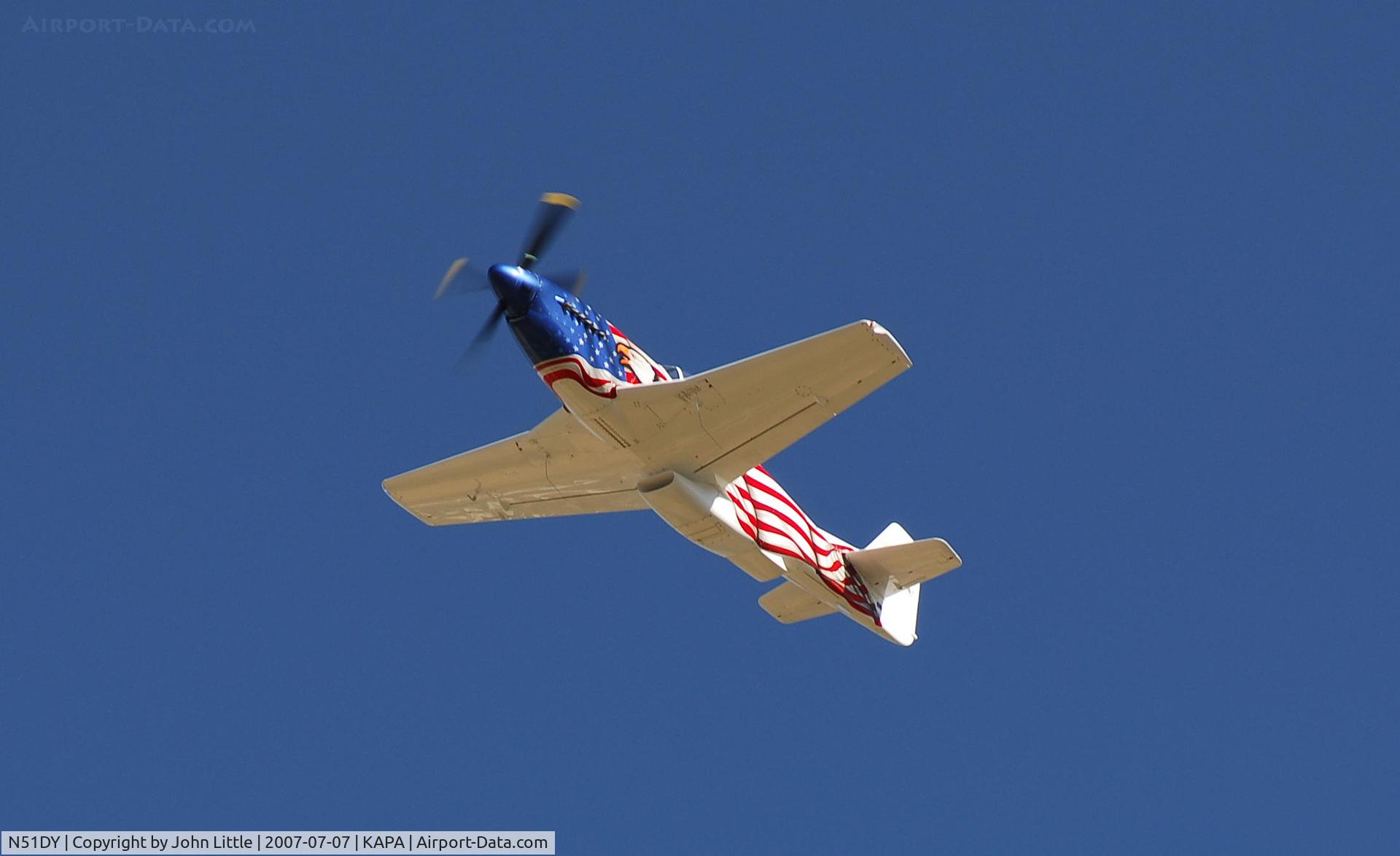 N51DY, 2005 Papa 51 Thunder Mustang C/N DITM019, Low Pass at 6300 pattern altitude, awaiting a mid field turn out for landing 17L