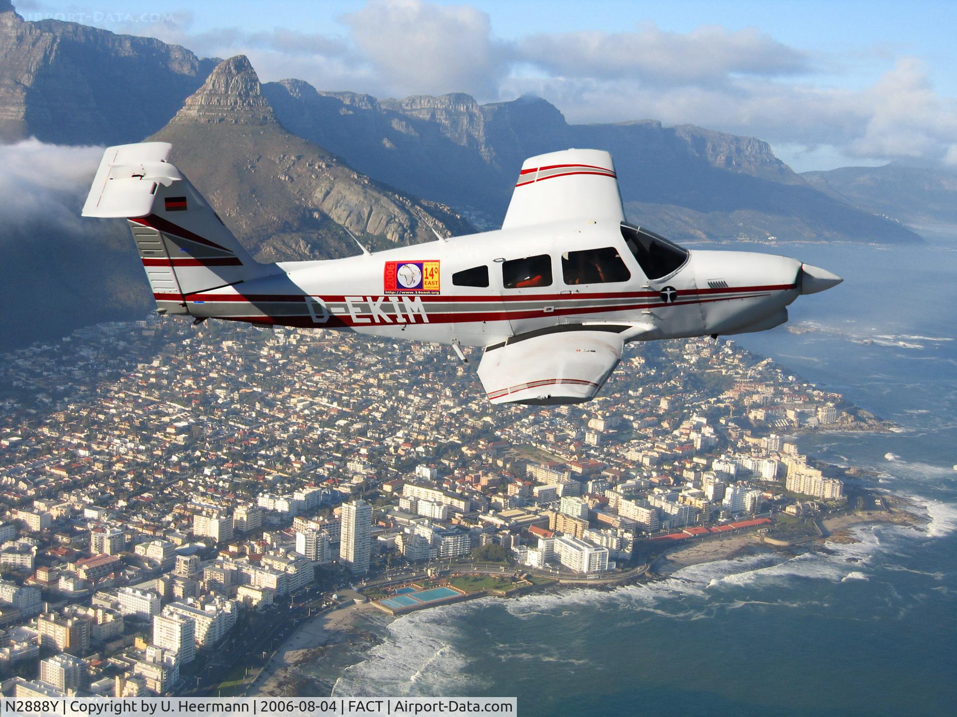 N2888Y, 1962 Cessna 182E Skylane C/N 18253888, Now D-EKIM. Above Capetown in 2006, with 14°East Long Distance Flight.