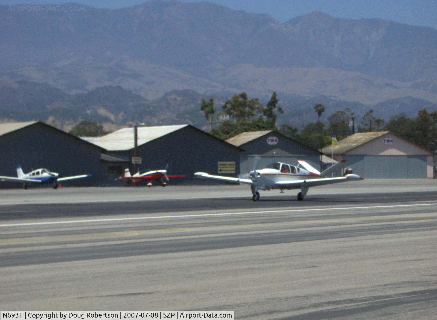 N693T, 1959 Beech K35 Bonanza C/N D-5984, 1959 Beech K35 BONANZA, Continental IO-470-C 250 Hp, 1st Bonanza with 50 gals. std., max speed 210 mph, takeoff roll Rwy 22