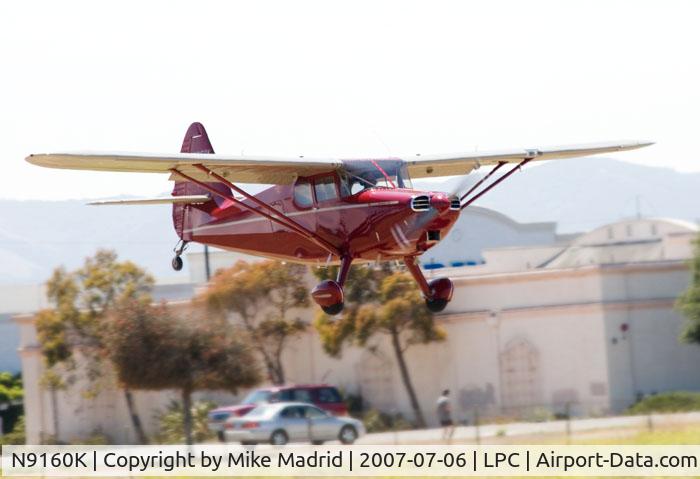 N9160K, 1947 Stinson 108-1 Voyager C/N 108-2160, On final West Coast Pipe Cub Fly-In 2007 Lompoc Calif