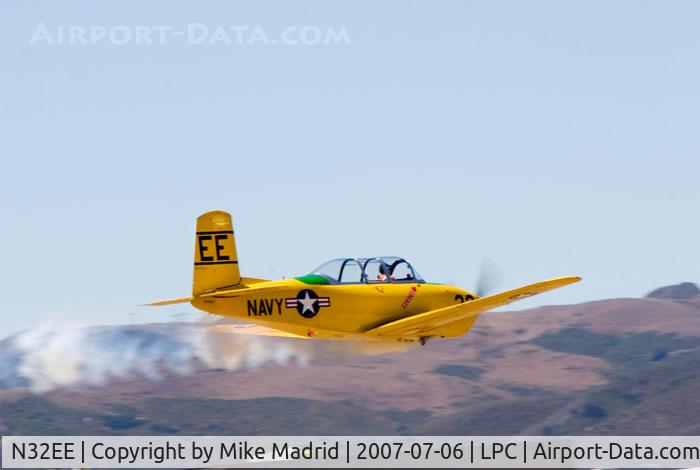 N32EE, 1953 Beech (CCF) T-34A (A45) Mentor C/N CCF34-61, Arriving West Coast Pipe Cub Fly-In 2007 Lompoc Calif