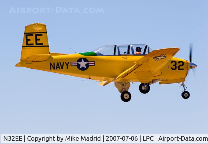 N32EE, 1953 Beech (CCF) T-34A (A45) Mentor C/N CCF34-61, On final West Coast Pipe Cub Fly-In 2007 Lompoc Calif