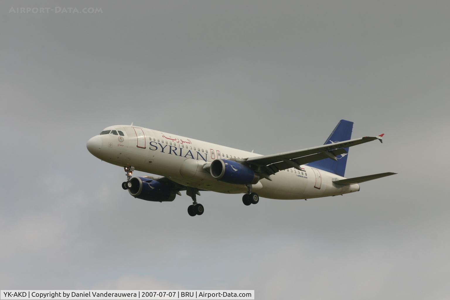 YK-AKD, 1999 Airbus A320-232 C/N 1076, flight RB427 is descending to rwy 25L