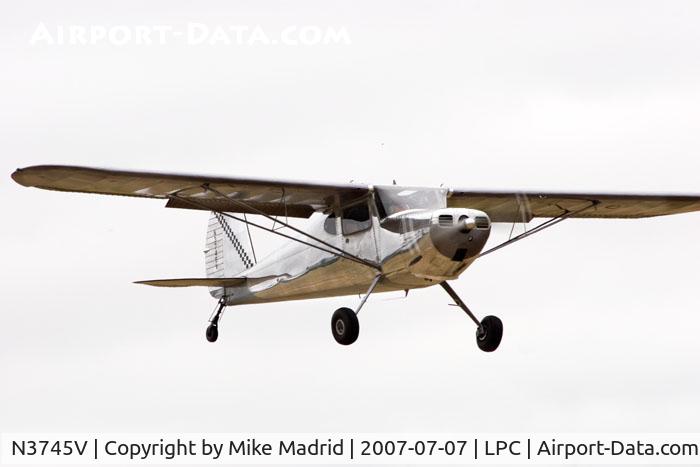 N3745V, 1948 Cessna 140 C/N 15022, On final West Coast Pipe Cub Fly-In 2007 Lompoc Calif